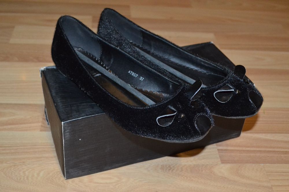 Buty baleriny myszy myszki kotki 37 4 czarne plusz