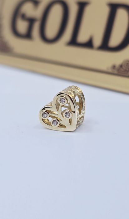 Złoty charms serce próba 585 14k