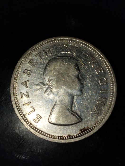 Moeda de prata 2 Shillings 1957 África do Sul