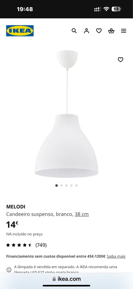 Vendem-se candeeiros Ikea com lampadas