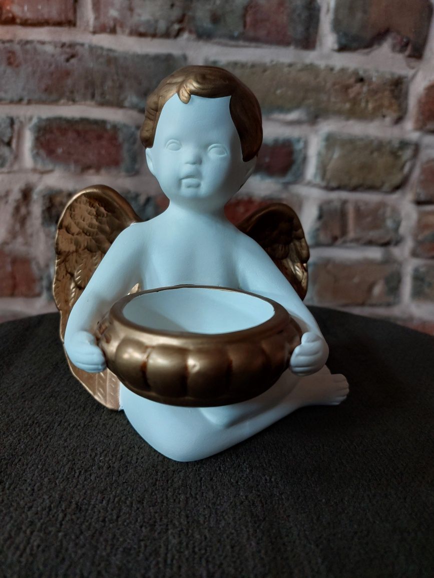 Nowy (w oryginalnym pudełku) świecznik na tealighty w postaci aniołka
