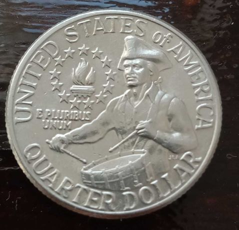 монета 25 центов США "Барабанщик" 1975г.в
