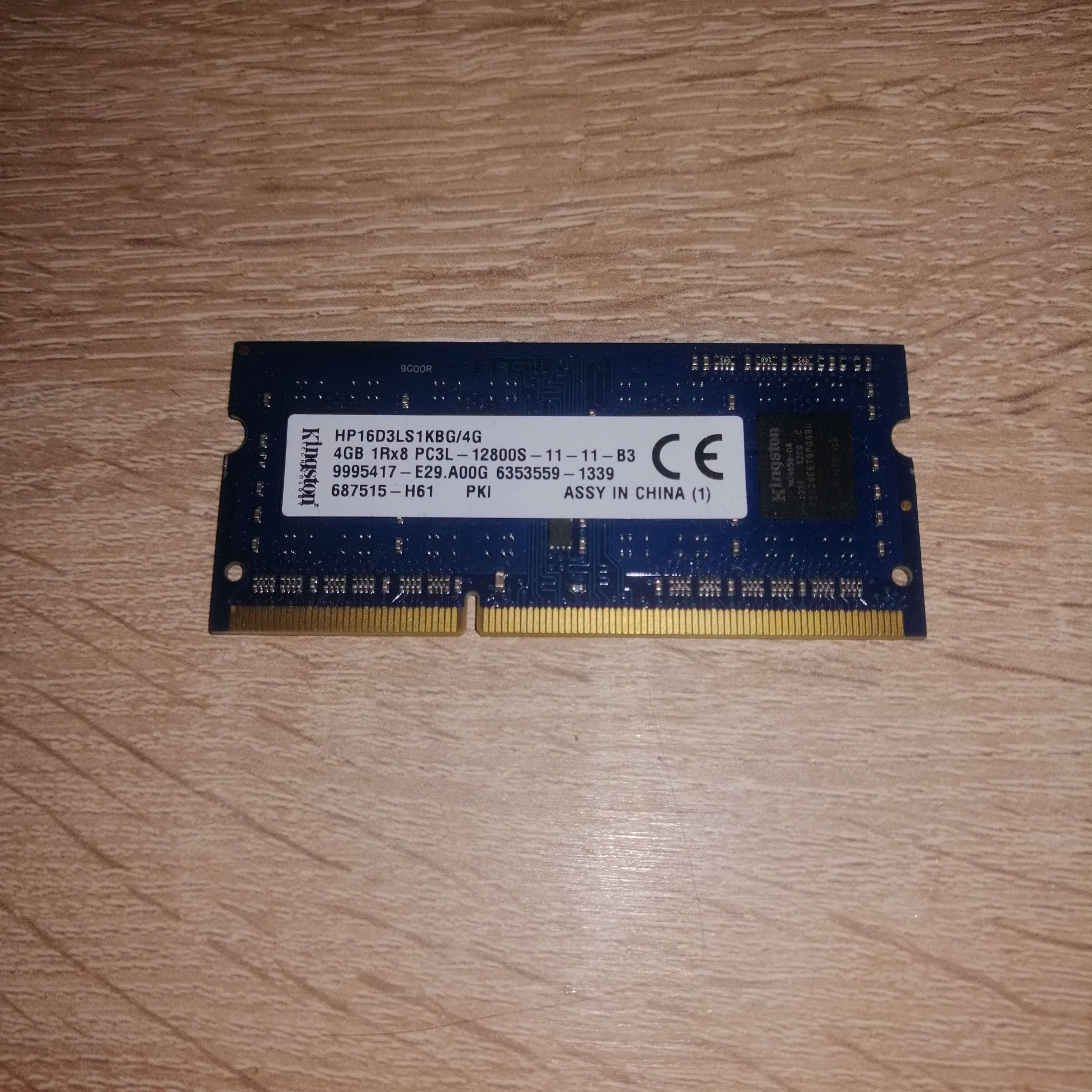 RAM 4GB KINGSTON 1Rx8 PC3L-12800S-11-11-B3