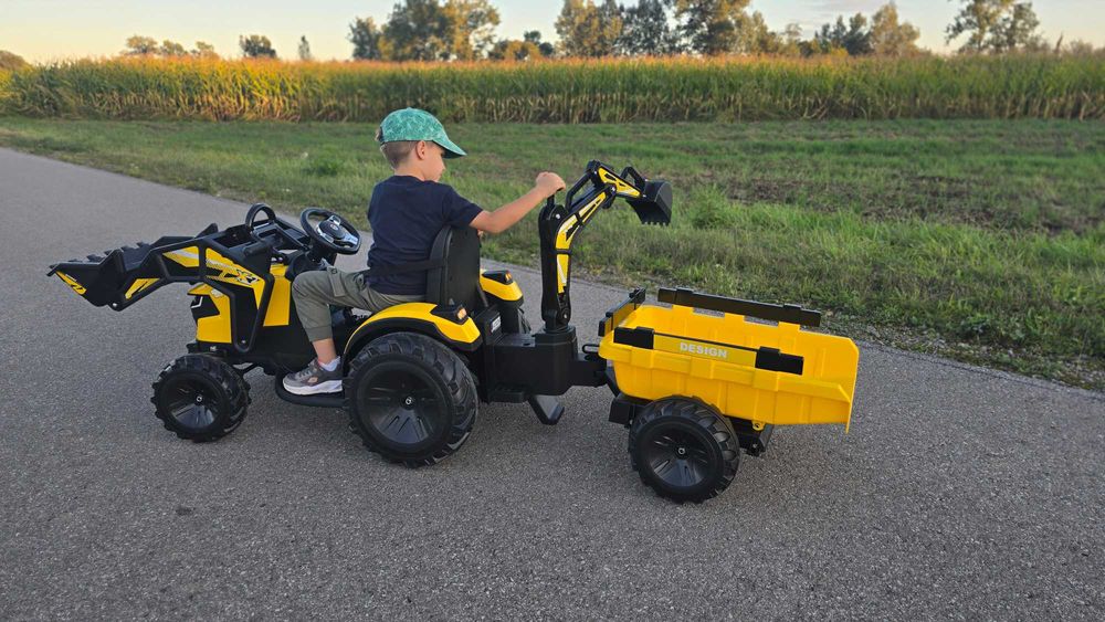 Duży TRAKTOR KOPARKA SX2068 24V 400W z przyczepą dla dzieci