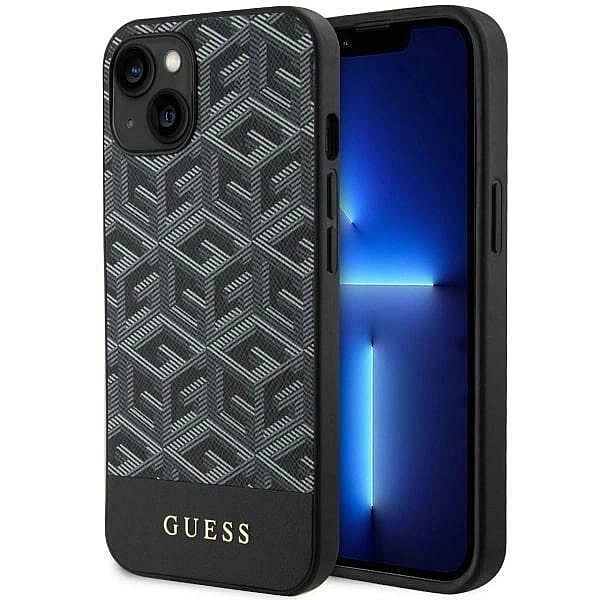 Etui Guess GCube Stripes MagSafe na iPhone 14 Plus - czarne