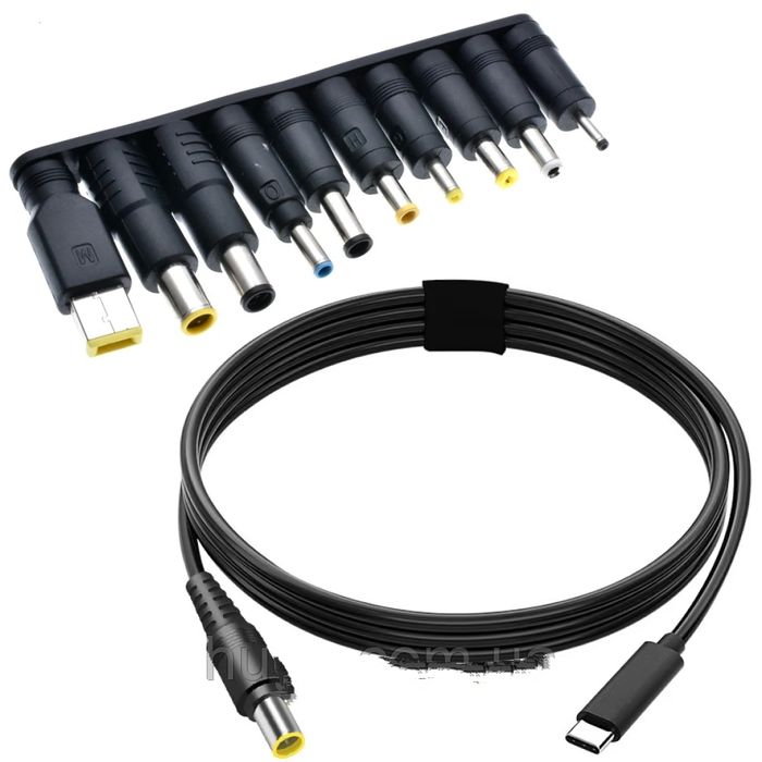 Кабель живлення для ноутбука та роутера + 10 перехідників, 65W, USB Ty