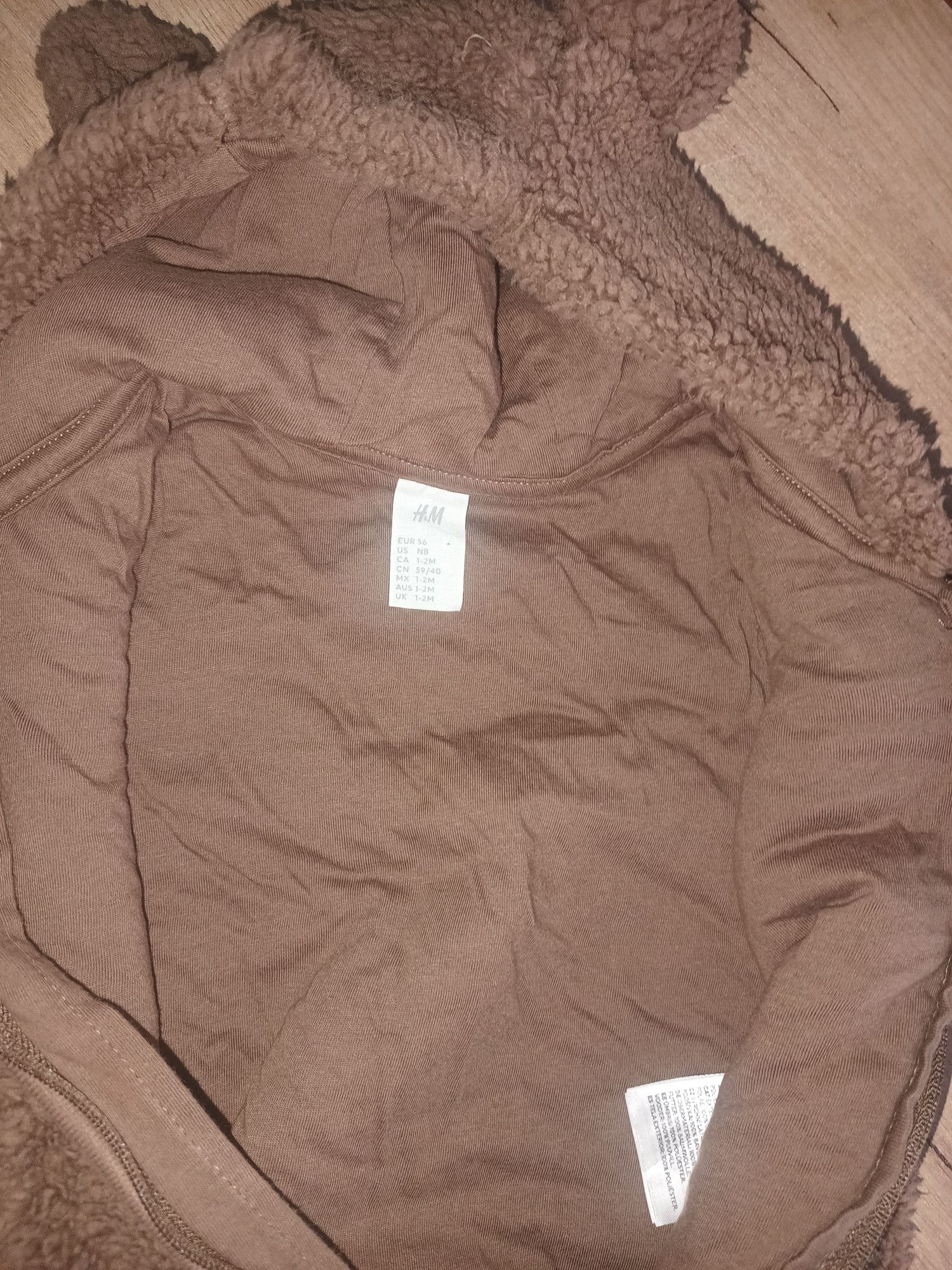 Czekoladowy Kombinezon Miś h&m na jesień 56cm