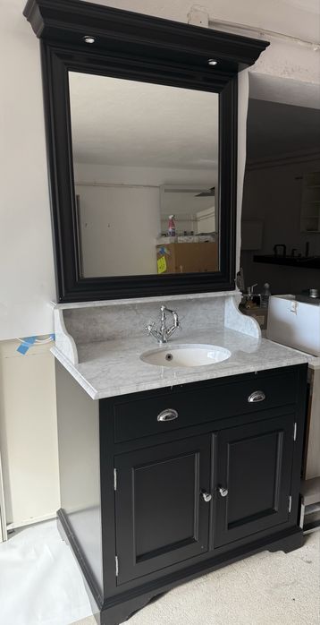 Szafka łazienkowa z lustrem Aqua Prestige Kent – czarny mat