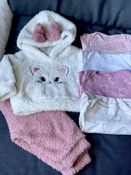 Теплий поюшевий комплект + 4 боді. Розмір 74 (6-9 міс.)