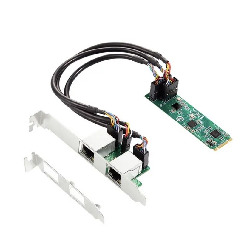 Adapter M.2 rj45.  PCIe do 2 x LAN 2,5G