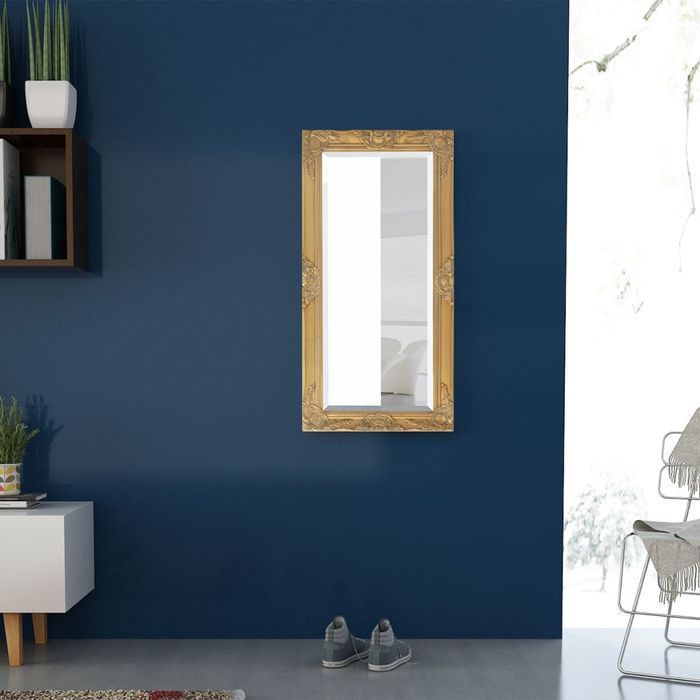 Lustro ścienne barokowe 100x50 cm w złotej ramie dekoracyjnej