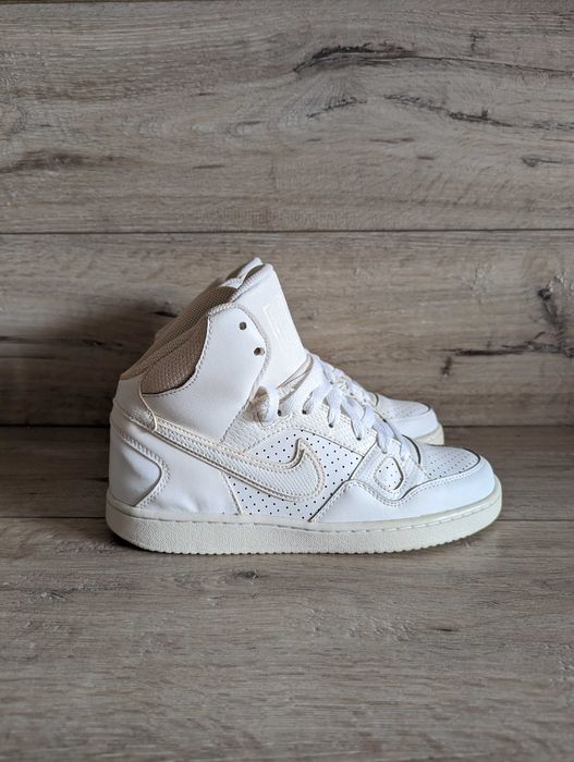 Кожаные белые кроссовки б/у хай-топы Найк Nike  Force Mid 37р 24 см