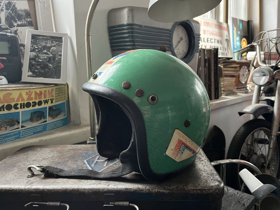Stary kask retro prl kolekcjonerski Cross Junak WFM WSK Romet Simson