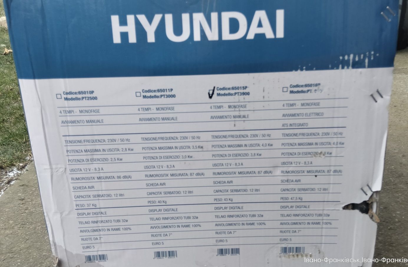 Генератор бензиновий HYUNDAI 4кВт