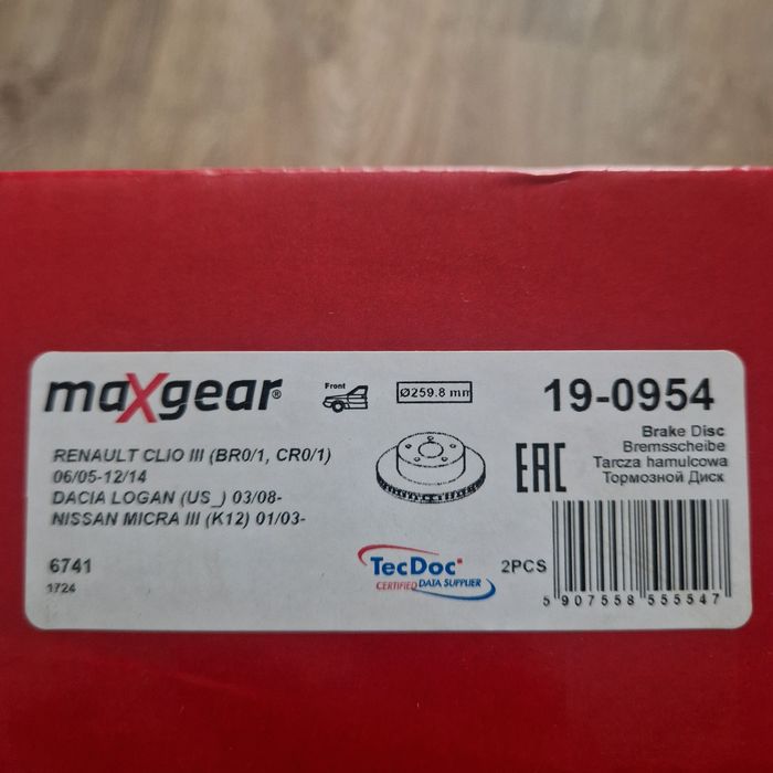 Tarcze hamulcowe nissan micra dacia renault Clio