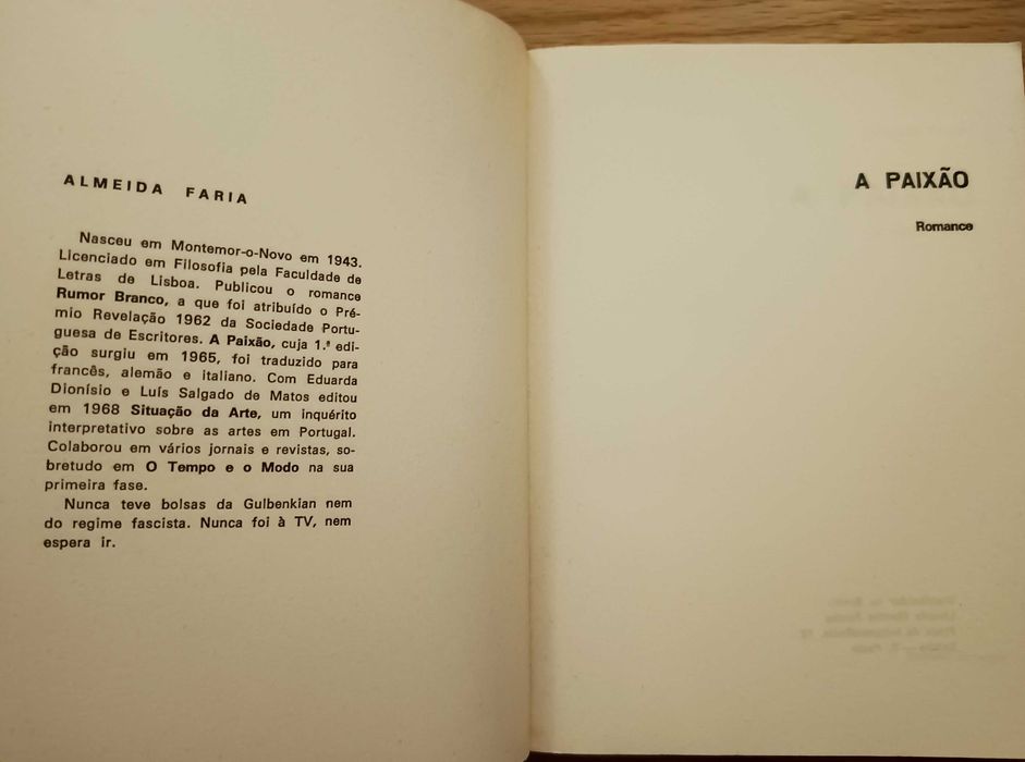 A Paixão - Almeida Faria (Portes incluídos)