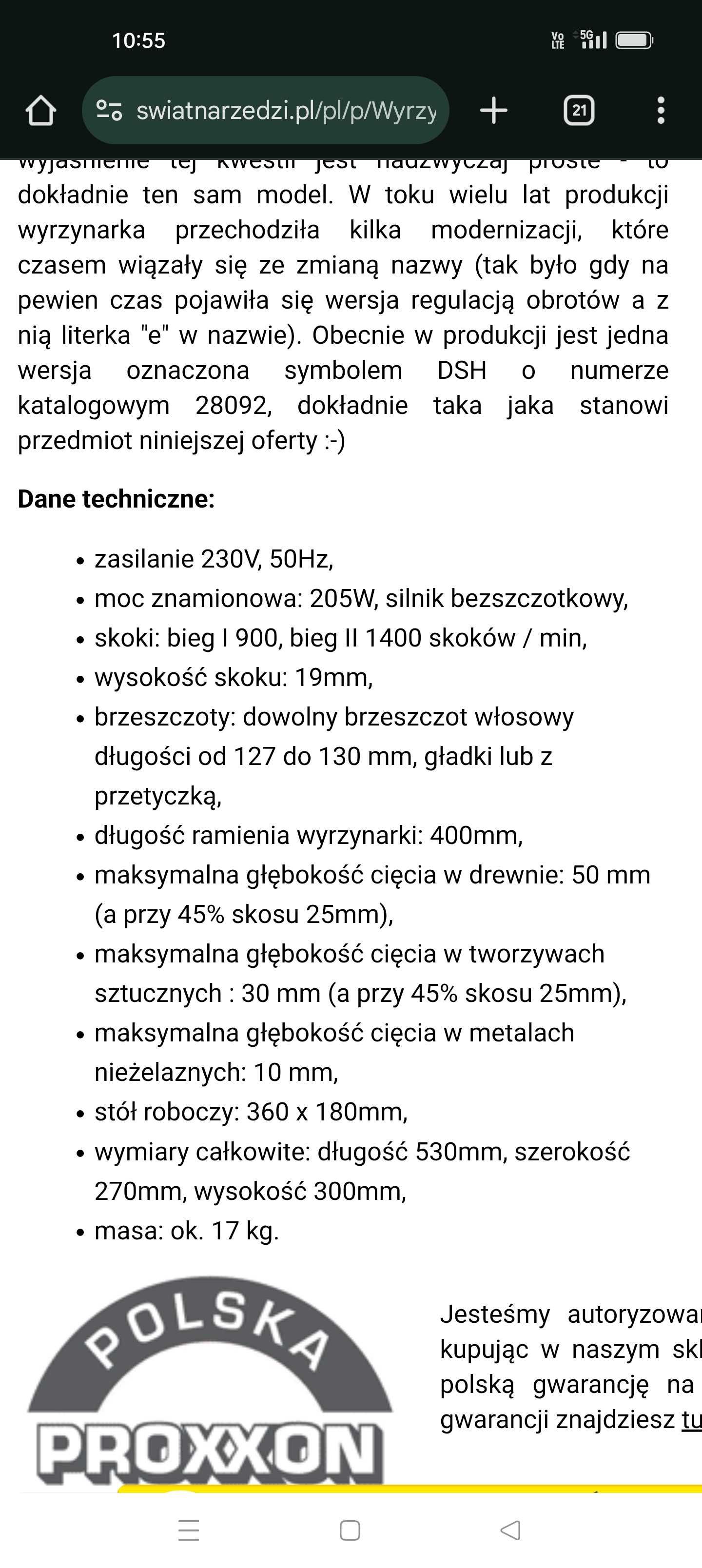 Wyrzynarka Proxxon DB28092 - 2 biegowa
