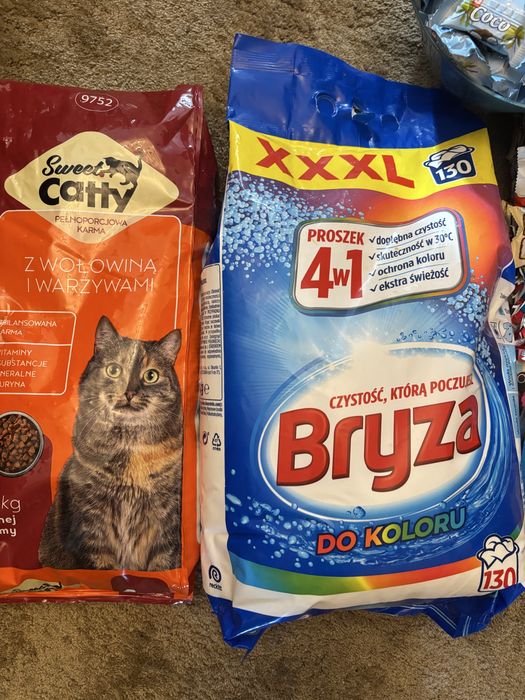 Proszek Bryza,karma dla kotow,slodycze,pakiet