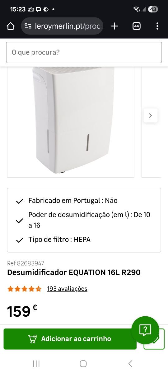 Desumidificador equation 16L
