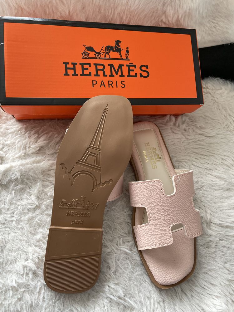 Klapki Hermes beżowe 37 NOWE