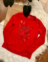 Chłopięca koszulka z długim rękawem in extenso 143/155 12 lat czerwona