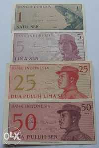 Banknoty INDONEZJA 1964 ROK - Zestaw !!! Stan Bankowy UNC !!!
