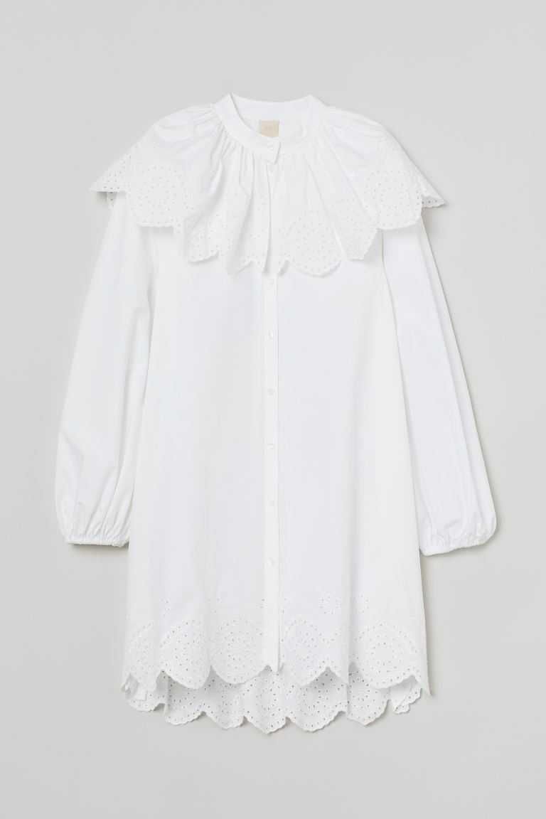 Платье с вышивкой ришелье из хлопка H&M