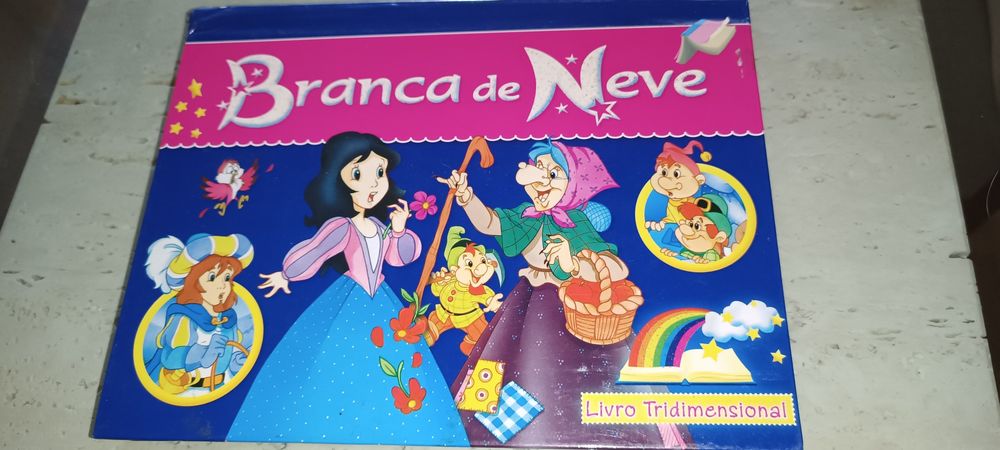 livro banda desenhada branca de neve, livro trimensional