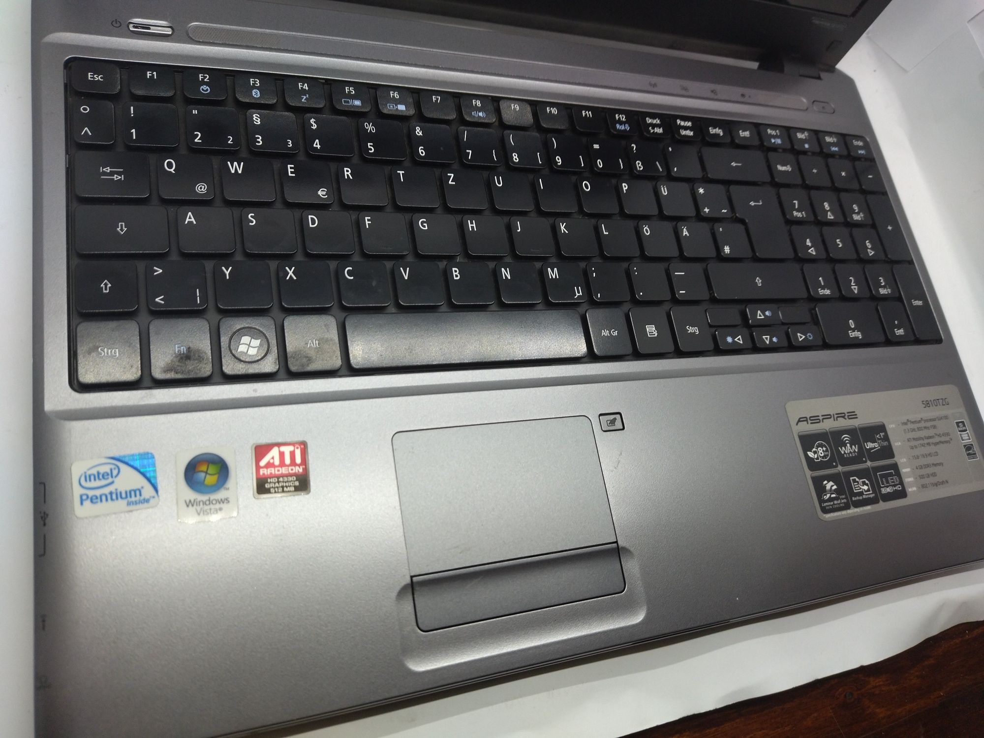 Ноутбук Acer aspire 5810TZG, Intel u4100, 2 ядра, 2Gb RAM