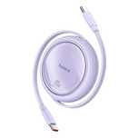 Kabel wysuwany Baseus Free2Draw Mini USB-C - USB-C 100W 1m - fioletowy
