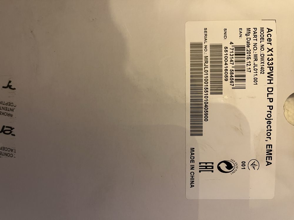 Projektor Acer X133PWH DLP