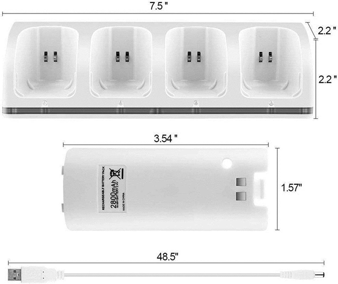 stacja ładująca kontroler  kit z 4 akumulatorami 2800 mah nintendo wii