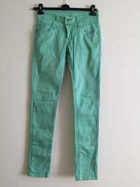 Spodnie jeansy dżinsy rurki turkusowe seledynowe L 40