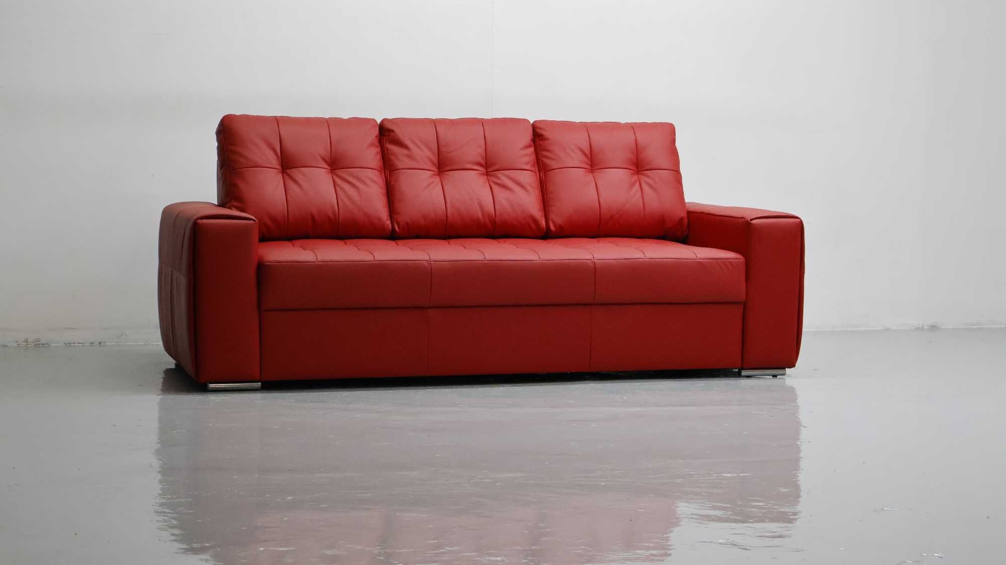3 osobowa sofa, kanapa, czerwona SKÓRA naturalna madras 6038 SALON