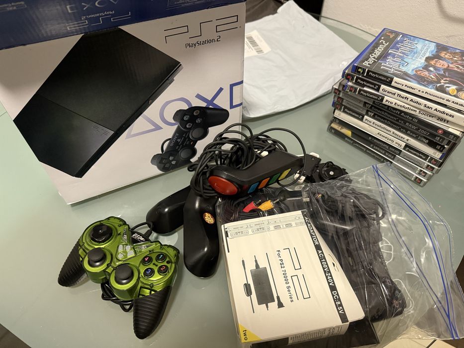 11 jogos PS2 com comando novo mais dois comandos com caixa