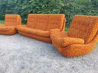 Zestaw wypoczynkowy Atlantis lata 70 vintage PRL Space Age sofa+fotele
