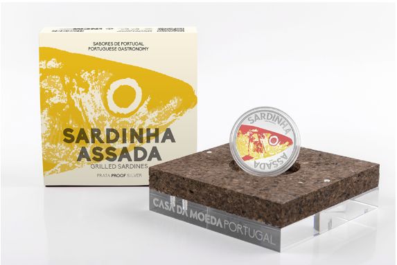 Moedas Prata Proof coloridas 20 anos do euro arte laca, sardinha, outr