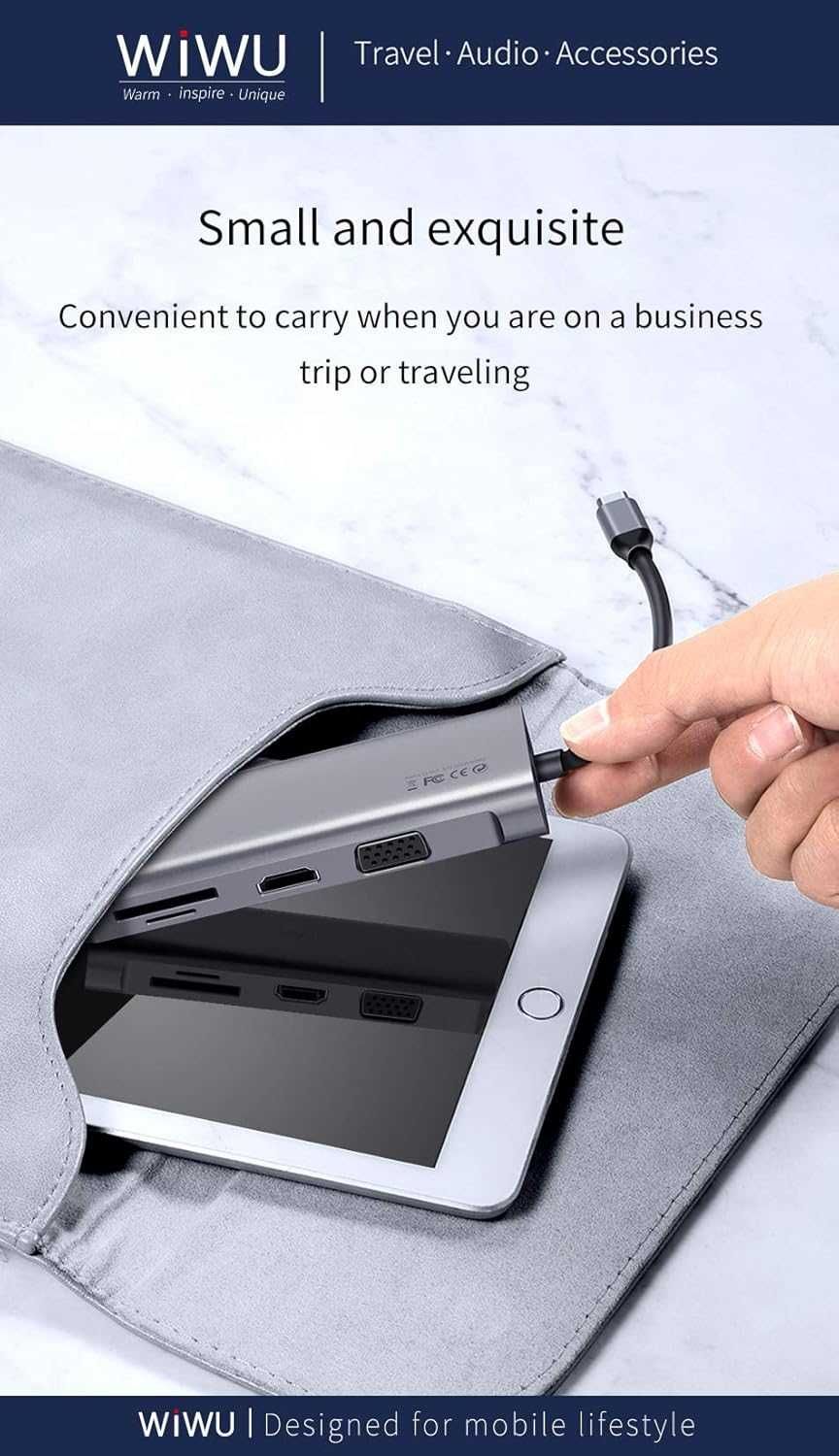 WIWU ALPHA hub USB-C 4xUSB LAN AUX VGA 4K HDMI MicroSD 11w1 do Macbook