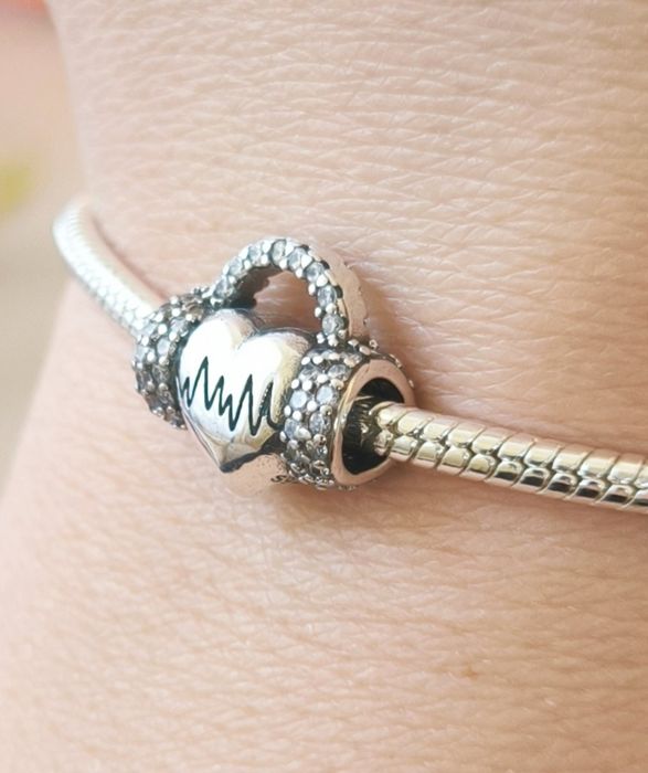 Charms zawieszka srebrna Serce Love Music Heart Beat srebro próba 925