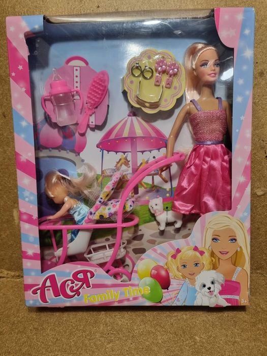 Кукла Ася с коляской и ребенком