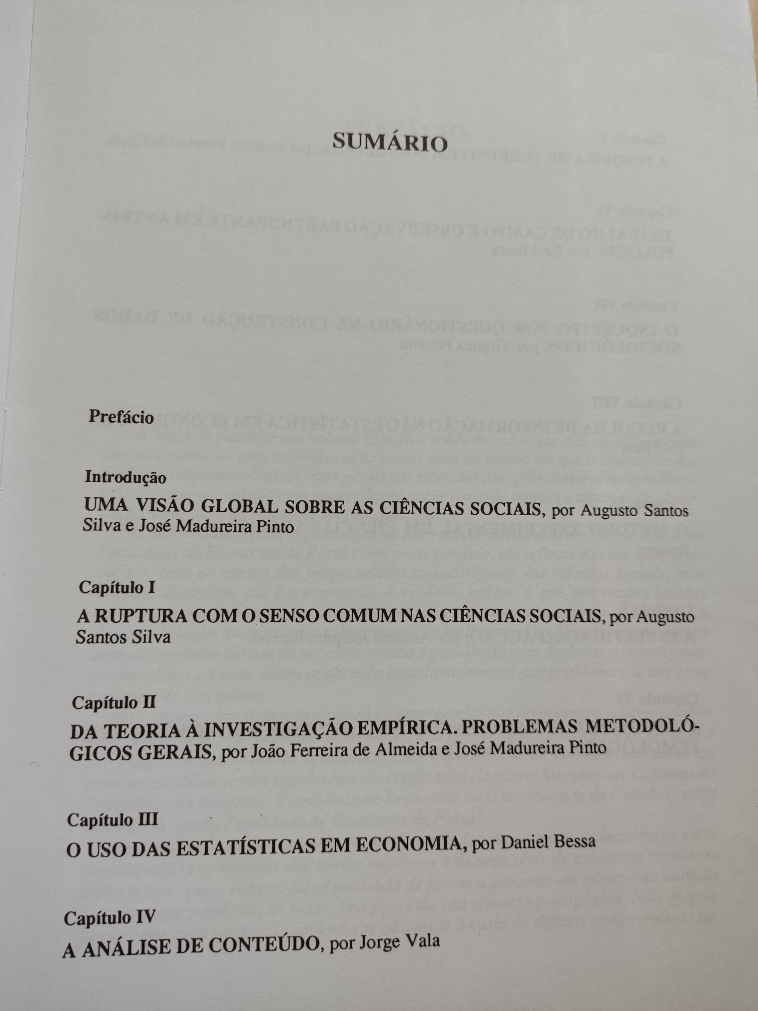 Livro metodologia das ciências sociais, Augusto Santos Silva