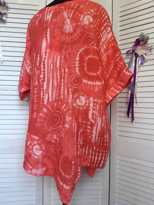 Блуза большого размера оверсайз в абстрактный принт лен италия glossy