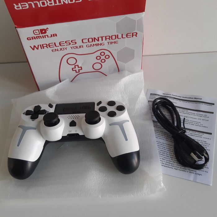 Comando Novo Gamepad Wireless Bluetooth p/ PS4 Branco