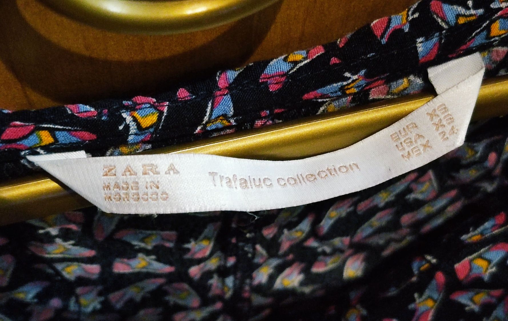 ZARA Kolorowa bluzka z kołnierzem i wiązaniem r.XS