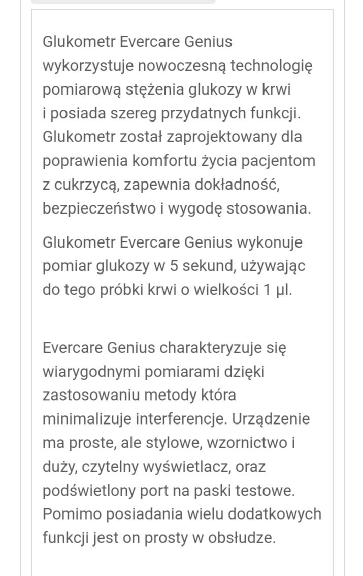 Głukometr Evercare Genius