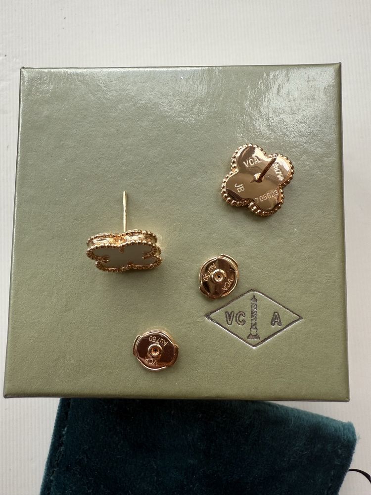 Пусеты серьги  Van Cleef 13 мм клевер ван клиф