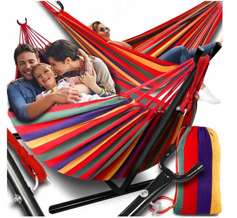 Hamak ze Stelażem Stelaż do hamaka OGRODOWY DWUOSOBOWY XXL Stojak