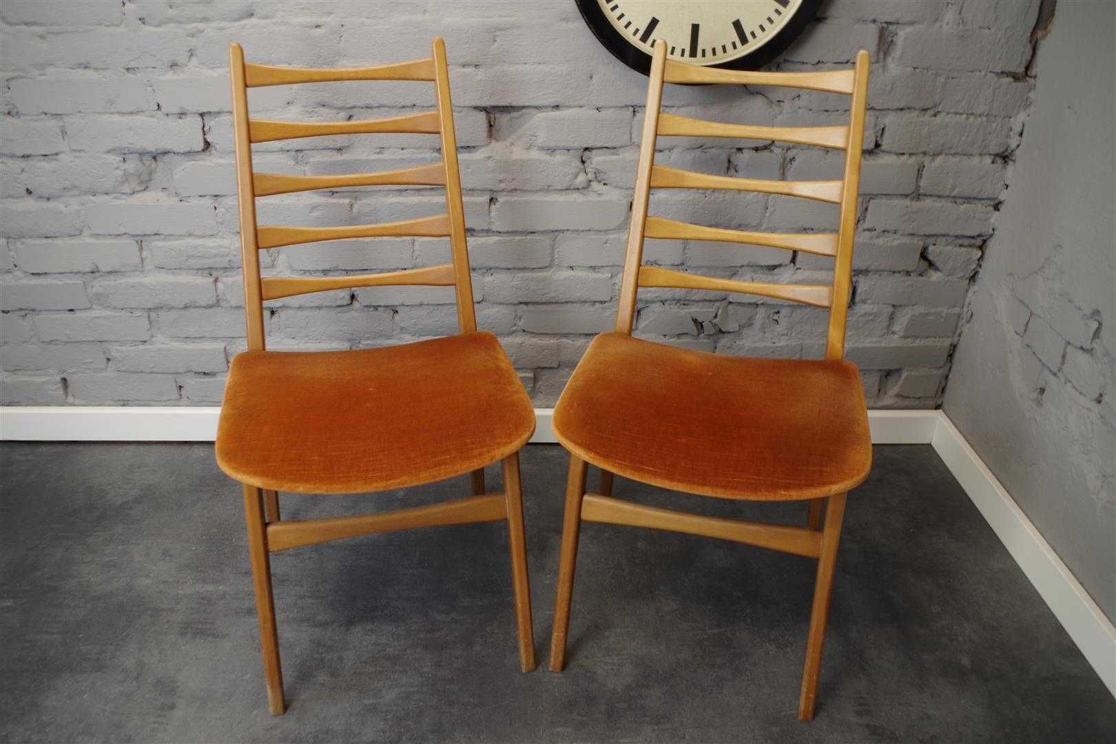Krzesło drewniane stołowe Mignon Mobel lata 70 vintage