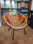 Fotel bambusowy Muszelka lata 50./60. vintage