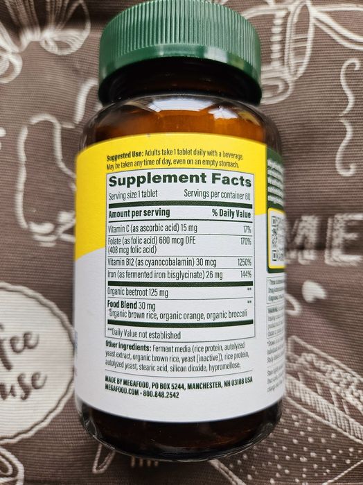 MegaFood Blood Builder залізо бісгліцинат железо iron  30 60 таблеток